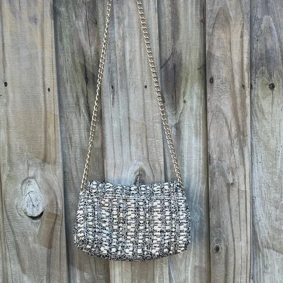 Zara Tweed Chain Shoulder Bag - Picture 5 of 7